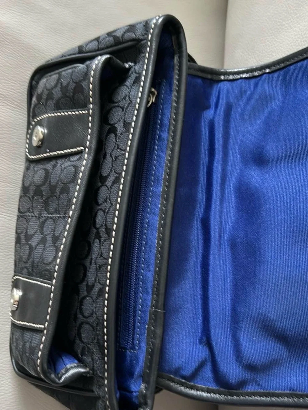 Coach Black Signature Clutch with Silver Buckles